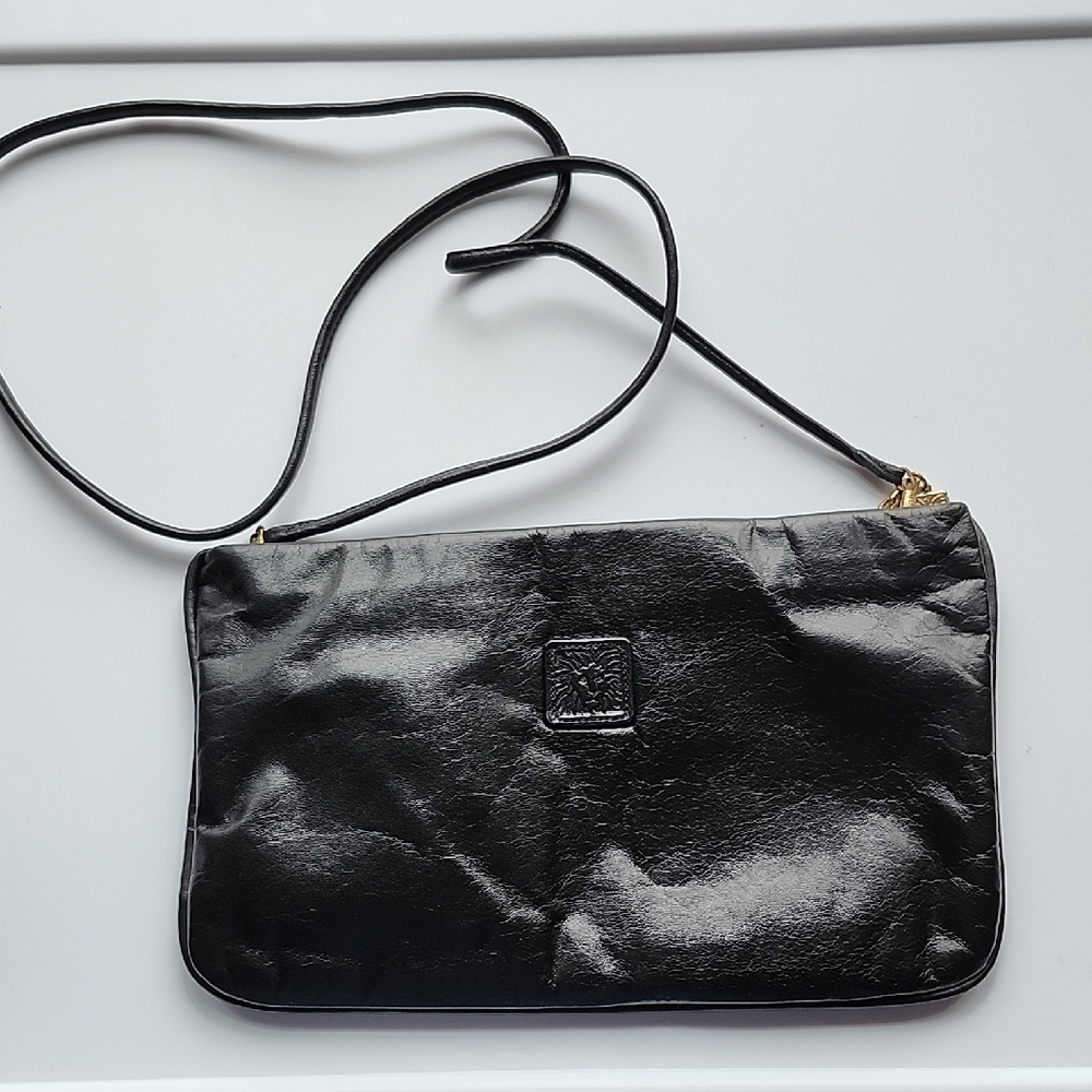 Anne Klein Sleek Black Crossbody Leather Bag